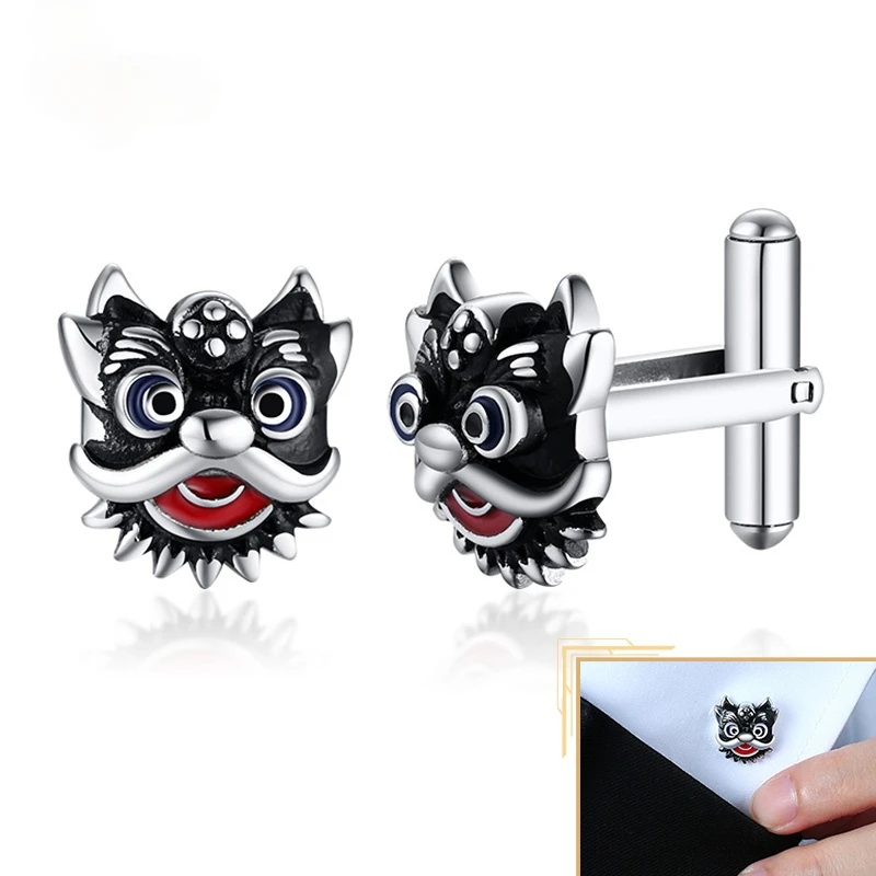 

Cufflinks for Men, Chinese Lion Good Luck Fortune Animal Cuff Links, Vintage Business Male Accessory 1 Pair