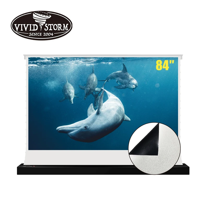 

VIVIDSTORM 84inches S Electric floor rising rollable projctor screen with White cinema Screen Material for led normal projector