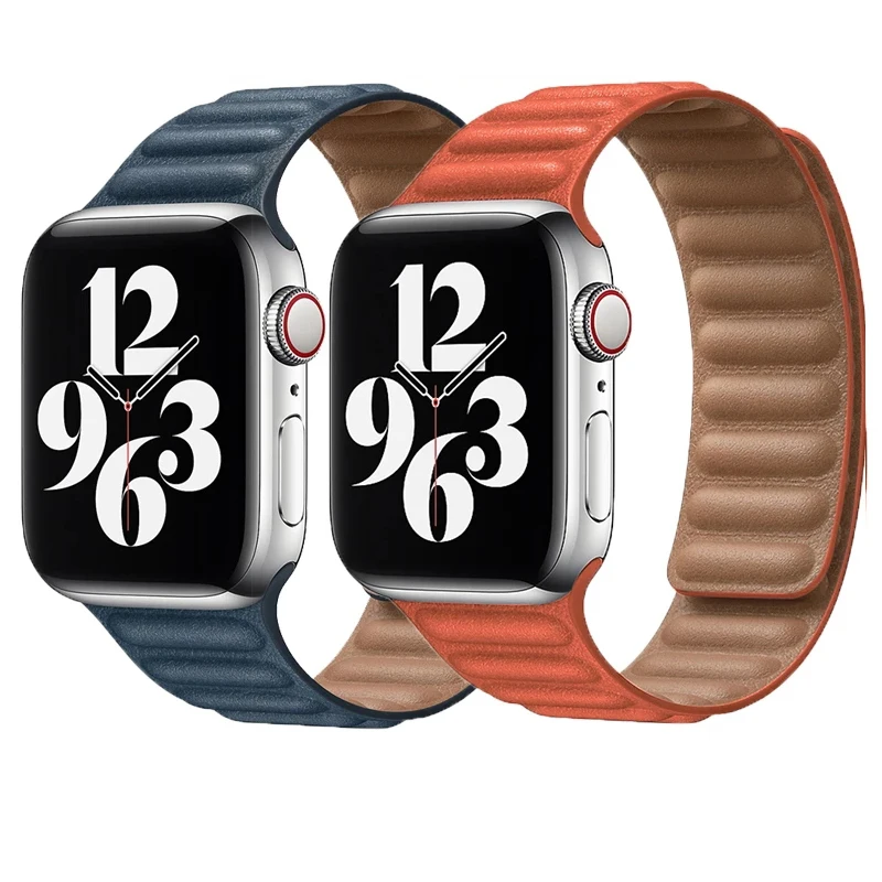 

New double color watch strap For apple bands Leather strap for apple watch series 6 Magnetic loop link watch Band, Optional