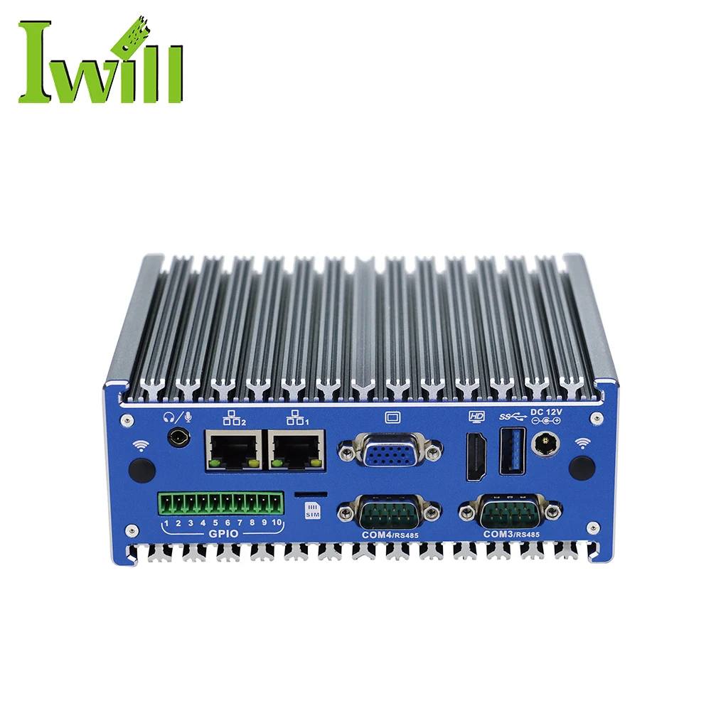 

Din Rail Mount 4GB RAM onboard fanless J1900 industrial mini pc dual nic support TPM 10Pin GPIO RS232 RS485