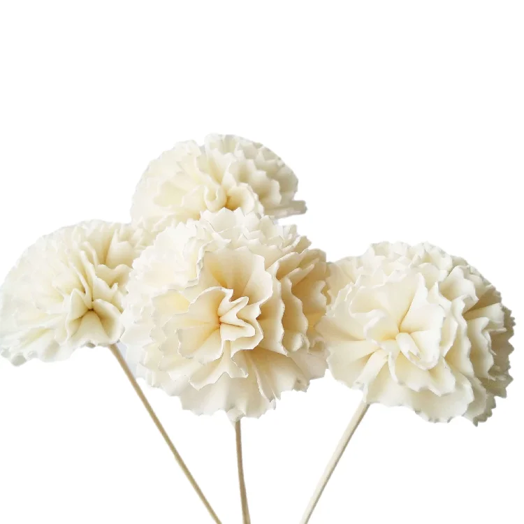 

4.5cm 6cm 8cm Handmade Carnation Sola Flower Perfume Oil Diffuser Flower, Natural color