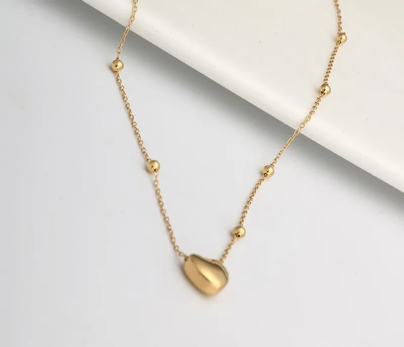 

High Quality Simple Peach Heart Titanium Steel Necklace Gold Planted Heart Pendant Necklace For Lover