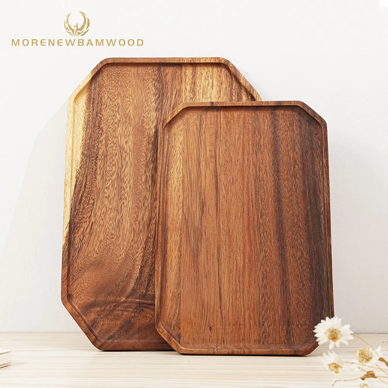 

Factory outlet fruit dessert wooden plate dish, acacia wood serving tray