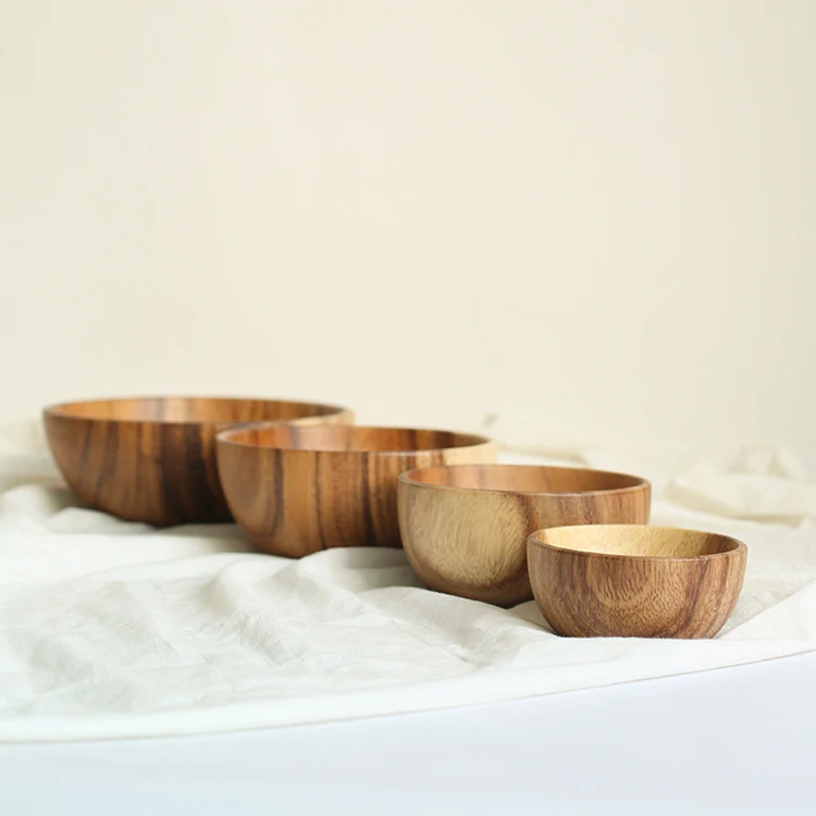 

Hot selling Natural Wood Acacia wooden Salad Bowl For Kitchen