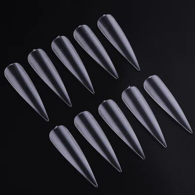 

N759-240Pcs/bag Stiletto Long False Nails Tips Manicure Artificial Nails Salon Half Cover Tips Elongated False Nail, Transparent,white
