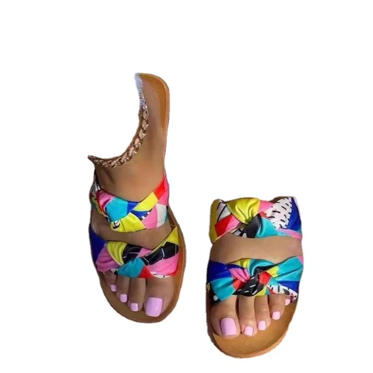 

2021 New Arrival Girls Slippers Open Toe High Heels Fuzzy Plush Bandana Slippers Summer Sandals Women Shoes, Black red blue white orange green