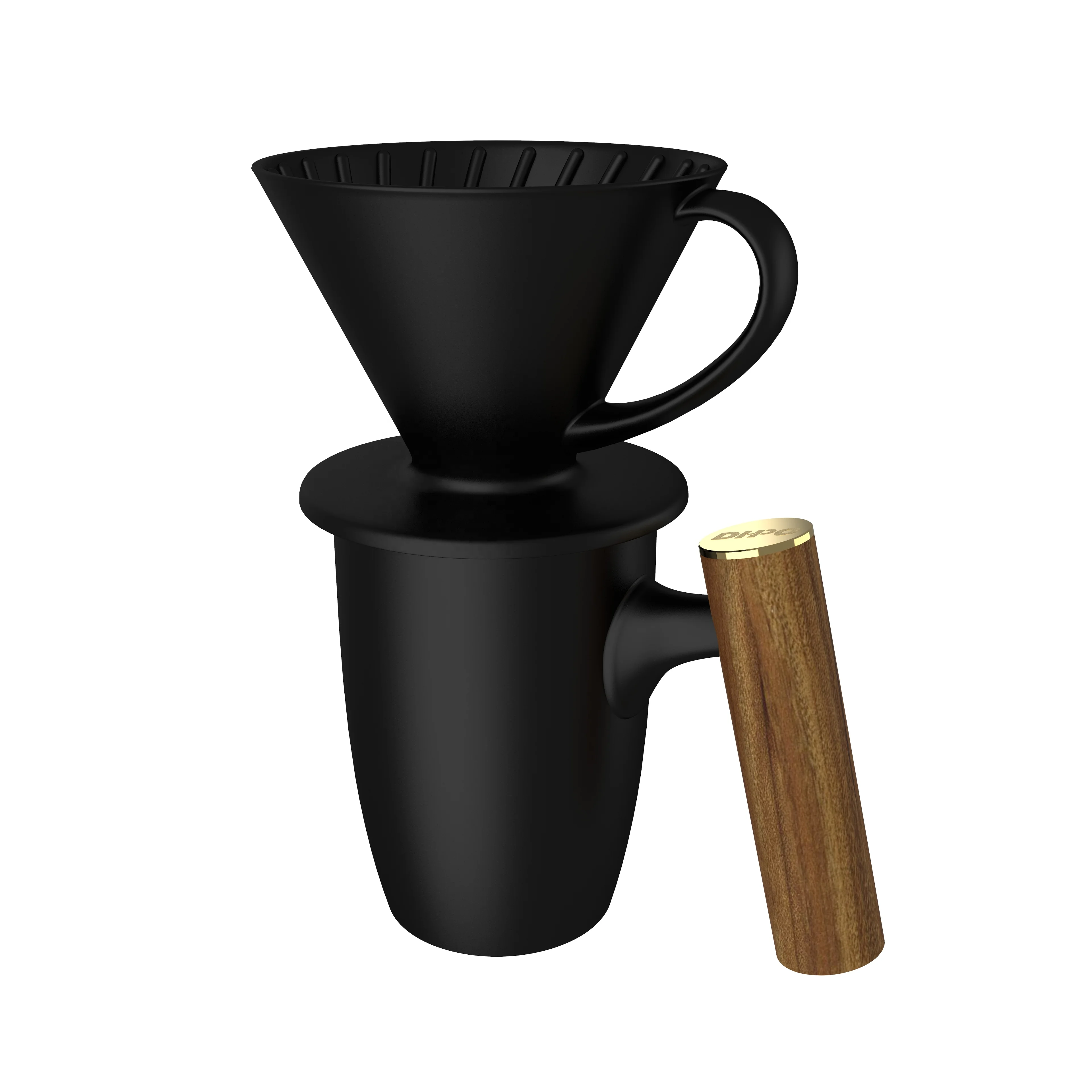 

DHPO wholesale travel v60 coffee ceramic dripper paper filter coffee porcelain mugs cup set with wooden handle, Black, white, gray, yellow, red, blue, green