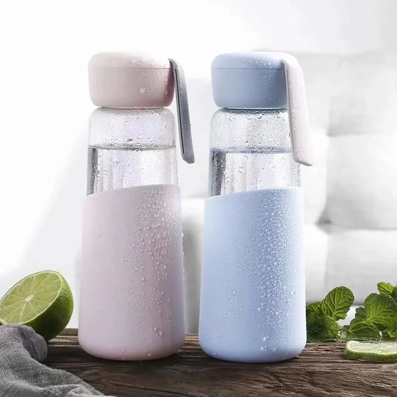 

Mikenda Custom Creative Glass Water Bottles With Sleeve Wholesale Water Bottle Glass, As picture