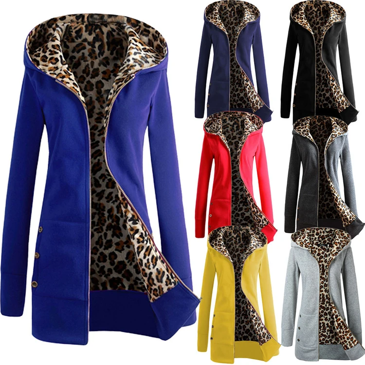 

New winter women's clothing padded leopard sweater hooded women coats, Customized color/as show