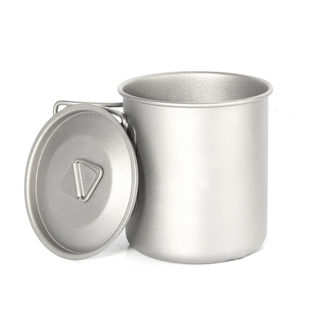 

Factory Custom 420ML Eco-friendly Ultralight Portable Pure Titanium Cup Outdoor Camping Coffee Mugs with Folding Handle