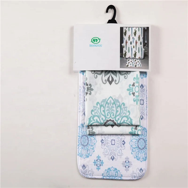 
peva custom printed shower curtain bathroom with rug 