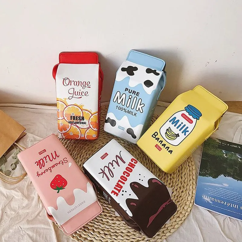 

Fashion printing fruit milk small purse women shoulder bags mini phone wallet female crossbody bag