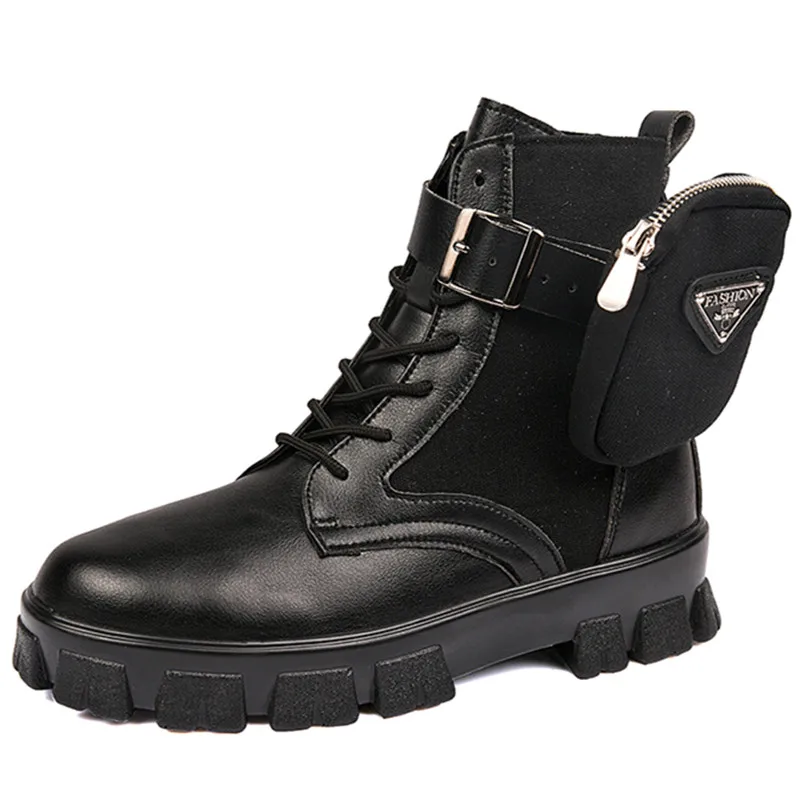 

Dropshipping Custom Logo Autumn Mens Luxury Motorcycle Boots Pocket Chunky Boot Best Quality Casual Shoes for Men New Styles
