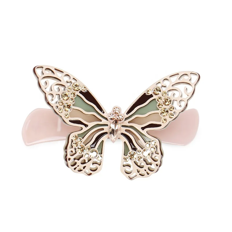 

Colorful Butterfly Hair Clip French Acetate Hollow Barrette Hair Clip Rhinestone Embellished Barrette Clip