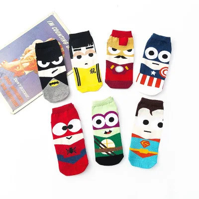 

XXF-19 Wholesale Superhero cartoon ship socks men fashion socks cotton American captain socks, Picture