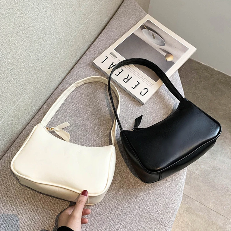 

Retro Casual Bag Women Handbag PU Leather Shoulder Totes Underarm Top Handle Bag Female Small Subaxillary Bags Clutch