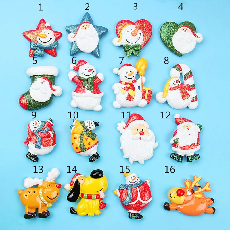 

Free Shipping Wholesale Cute Christmas Crafts Accessory Flatback Resin Embellishments Diy Decorative Christmas Resin Cabochons, Green,red,white,yellow,orange
