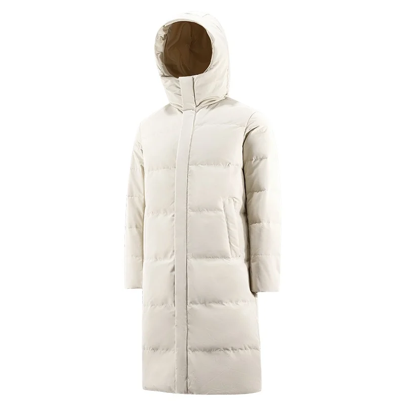 

High Quality Winter Hooded Bubble Puffer 80% Duck Down long Jacket Coat for men, Black/off-white, or customized colors