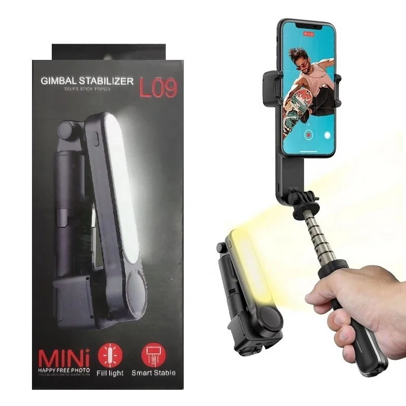 

L09 Smartphone Gimbal Stabilizer Smart Shooting 360 Rotation Video Selfie Stick Tripod with LED Light