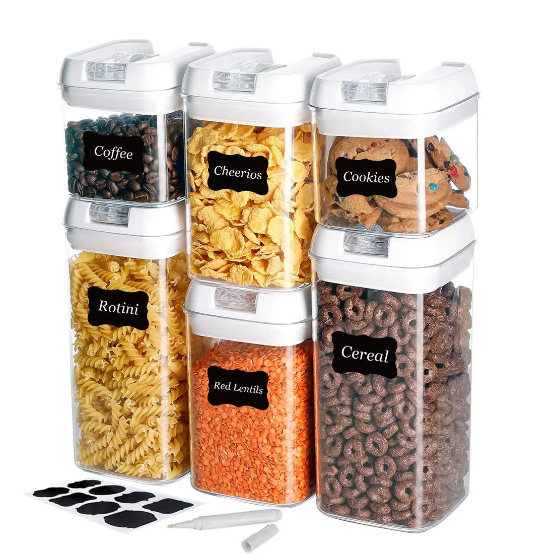 

Drop Shipping All Size Plastic Kitchen Food Container Reusable Airtight Food Storage Containers Set With Lid, Transparent