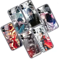 

Custom printing Anime casing Black TPU Plastic Glass phone case for iPhone 11 X XS case for A51 A71 A01 Hard back cover