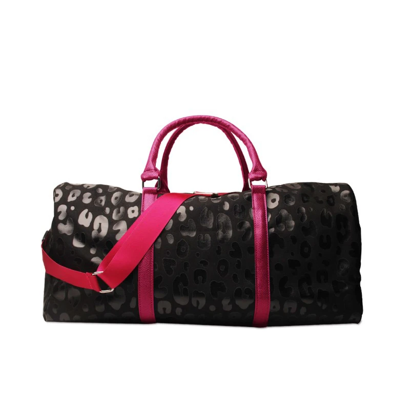 

Pu Leopard Pattern Overnight Handbags Personalized Monogram Large Bright Leather Leopard Printed Travel Duffle Bag