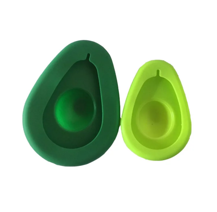 

2021 New 2-pieces Avocado Holder Freshing Keeping Fruit Silicone Avocado Preservative Cover Set, Green
