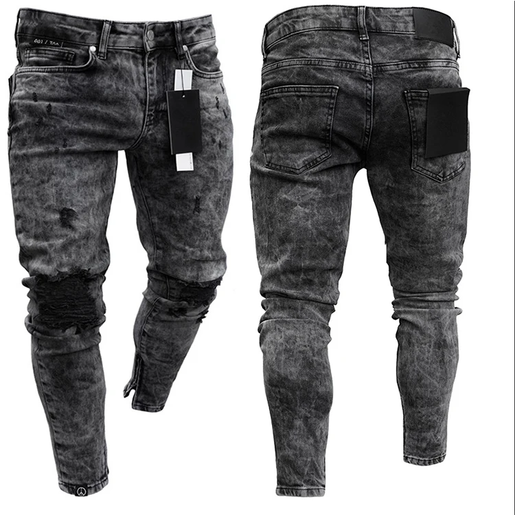 

New arrival Brand Skinny Black Ripped Men High Stretch Fashion Denim Jeans Pants