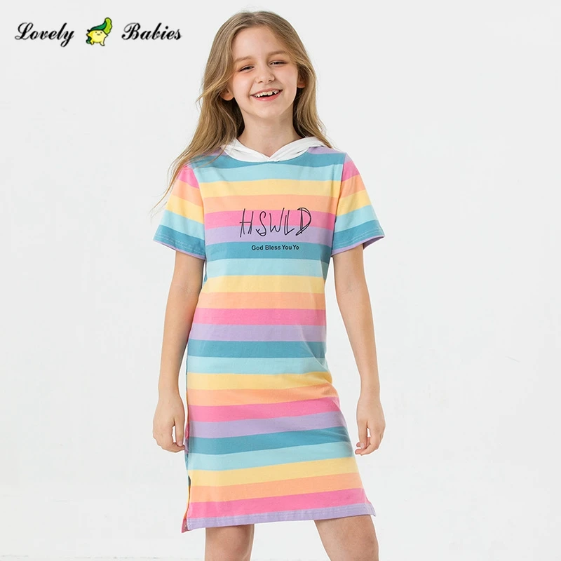 

superspetember RTS Autumn winter casual short Sleeves cotton jersey Kids Dresses Princess striped Dress, Available customized