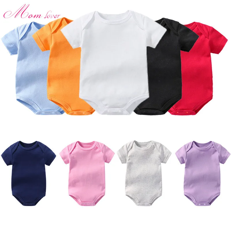 

Wholesale 100% cotton romper baby onesie clothes one piece bodysuits custom blank baby white onesie plain baby rompers, Total 11 colors