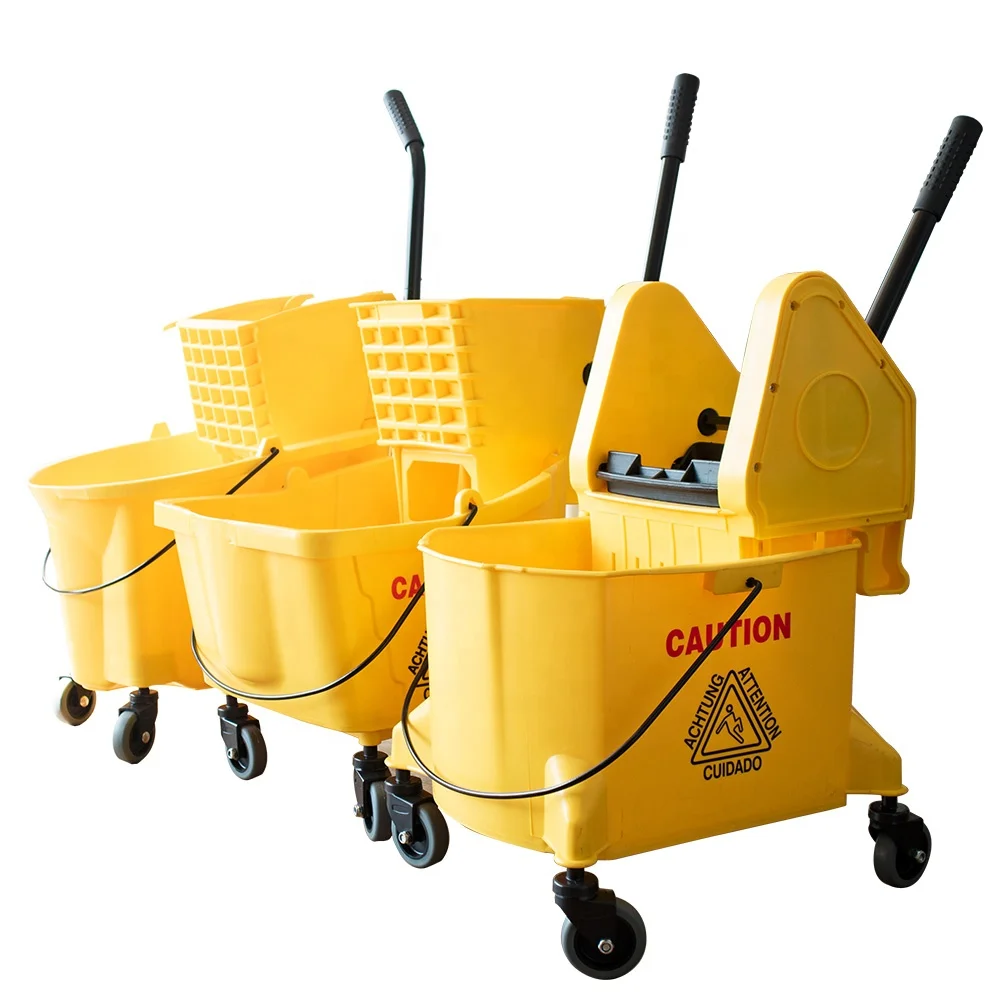 36l Volume Mop Bucket With Side Press Wringer,Squeezing Bucket Floor