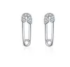 2019 Minimalism Style 925 Sterling Silver Safety Pin Earrings Clear CZ Crystal Broach Stud Earrings for Women Fashion Jewelry