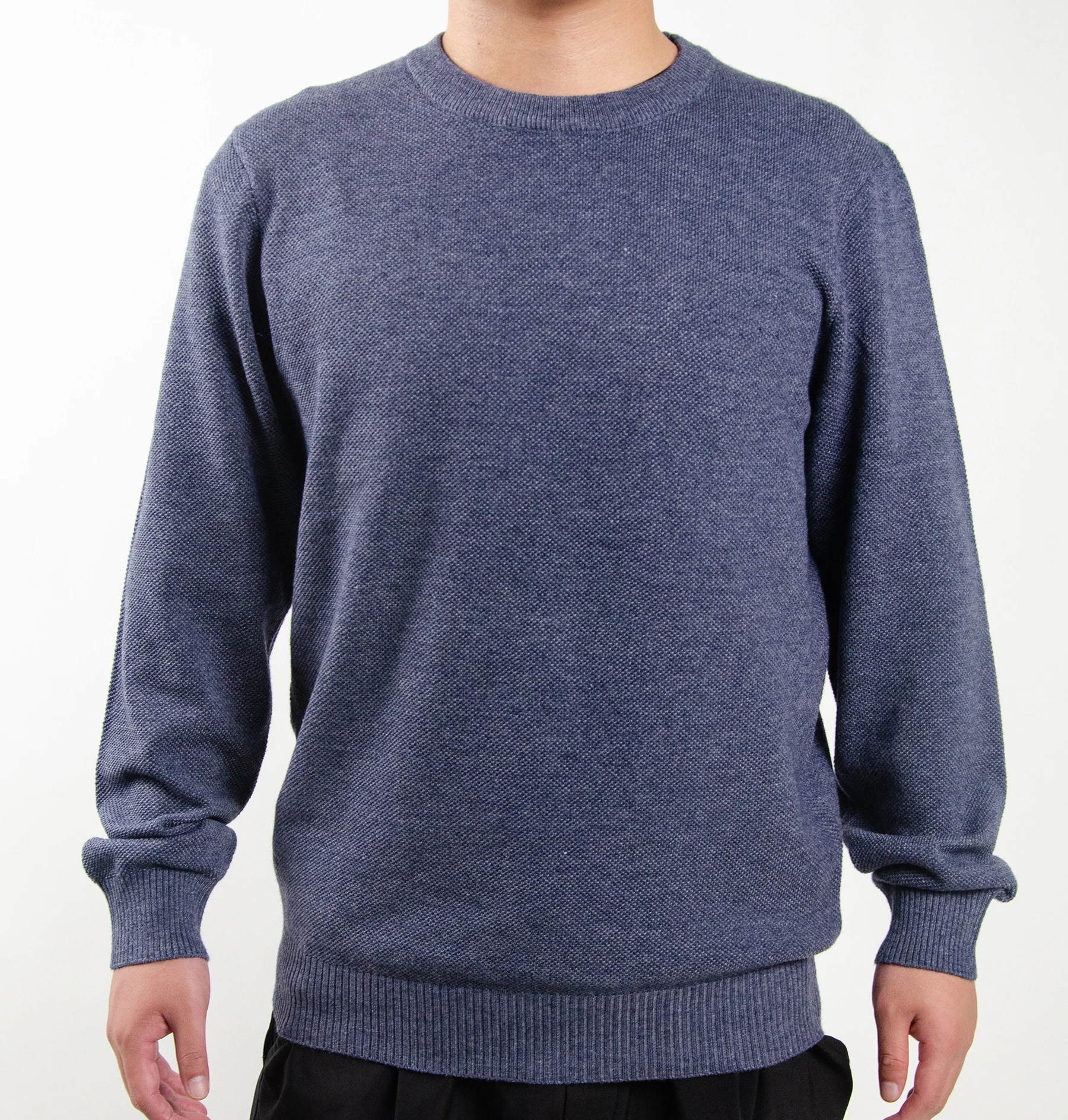 

2021 New High Quality Solid Color Leisure Soft Winter Round Neck Long Sleeve Knitted Wool Men's Sweaters, Gray