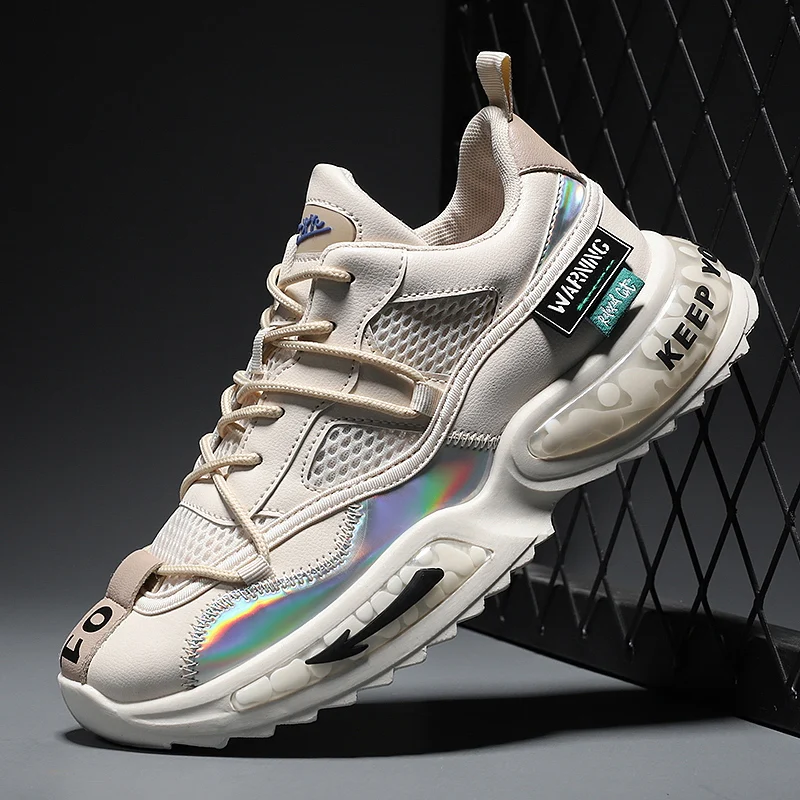 

2020 New Fashion thick platform Breathable Leather Sneakers Men Casual Shoes Lightweight Walking Sport Shoes Soft Outsole Men