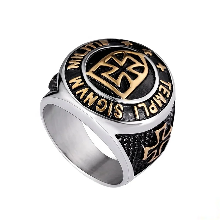 

Factory wholesale vintage knight cross shield stainless steel men's rings