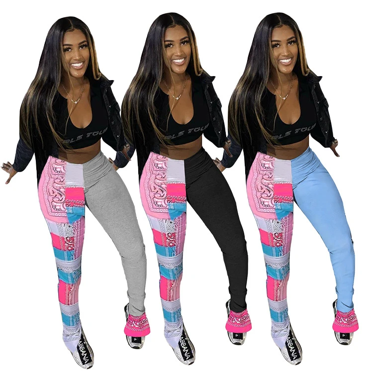 

D96040 women winter clothes causal color matching plus size pants