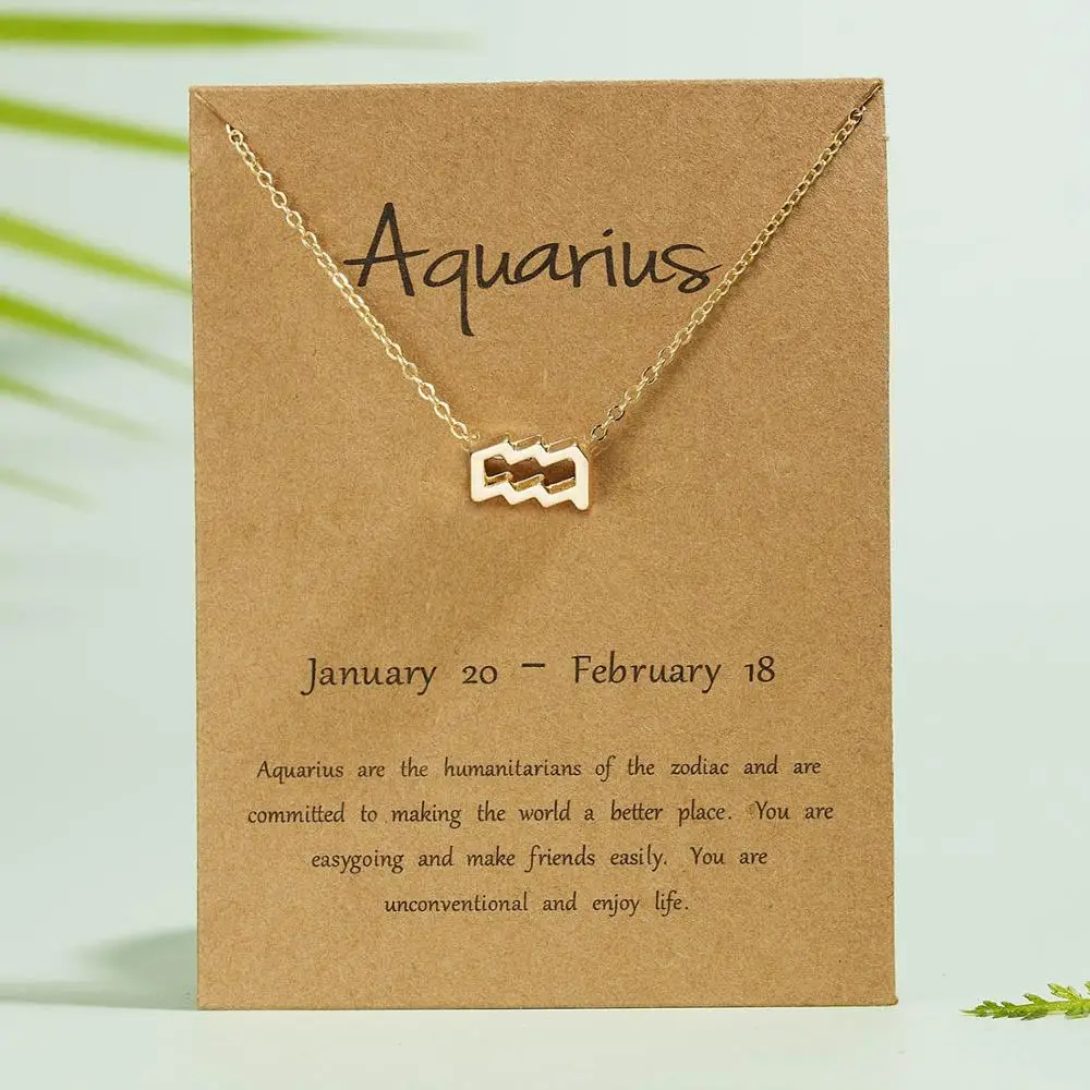 
Welwish Wholesale Gift Jewelry 12 Astrology Letter Sign Design Creative Simple Constellations Zodiac Necklace 