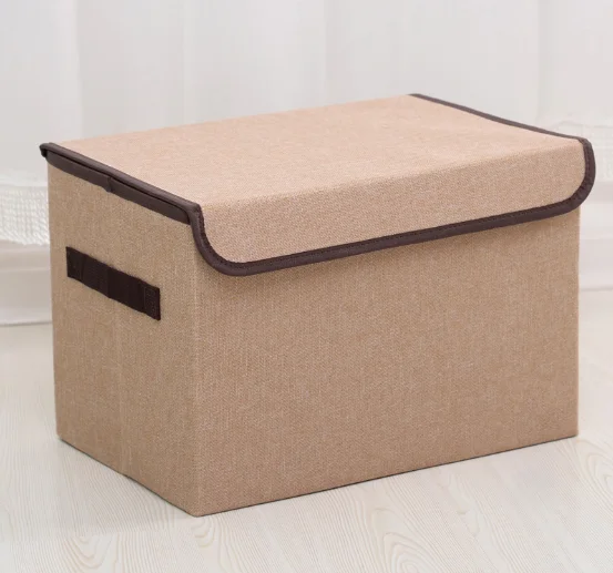 

Custom Linen Fabric Collapsible File Storage Office Box With Lid