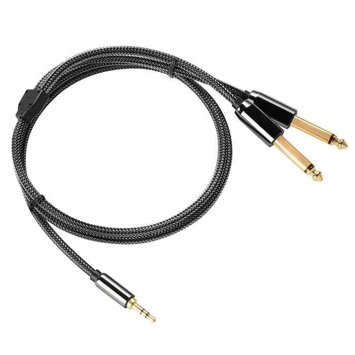 

Lijie Dual R/L Stereo Male to Male Aux Jack for Guitar Amplifier Mixer Speaker 3.5mm to 6.35mm TS 1/4 Inch Audio Cable