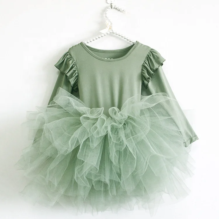

Infant Kids Baby Girl Dress Round Neck Long Sleeve Tutu Dress for Dancing Vacation Birthday Party Dress 6M-10T
