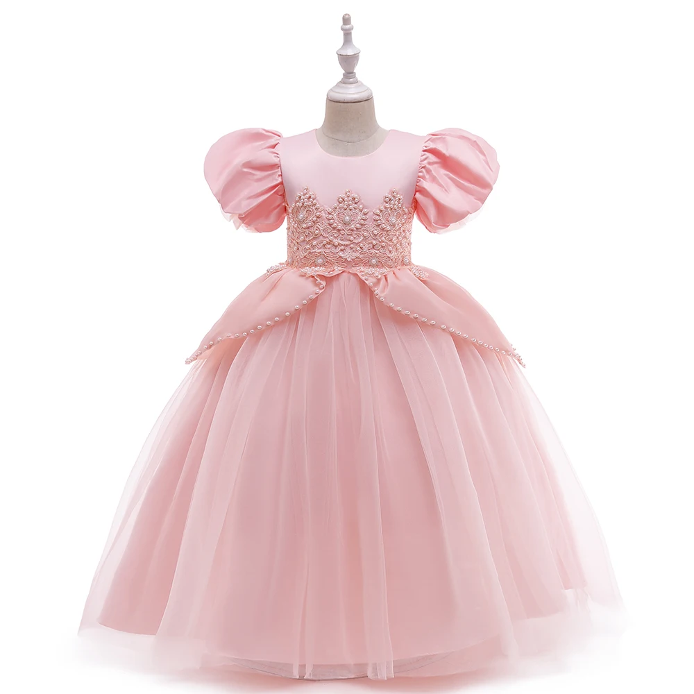 

MQATZ New Children Long Frock Princess Dress Girls Dresses Kids LP-262, Pink