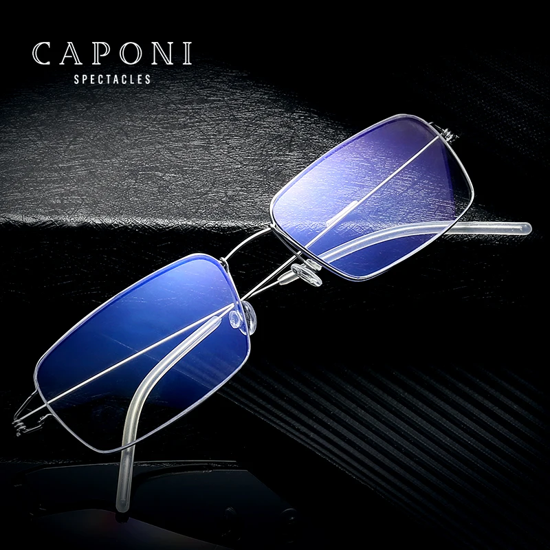 

CAPONI Adjustable Metal Frame Anti Blue Ray Resin Lens Blue Light Blocking Glasses Prescription Men Reading Glasses, 3 colors