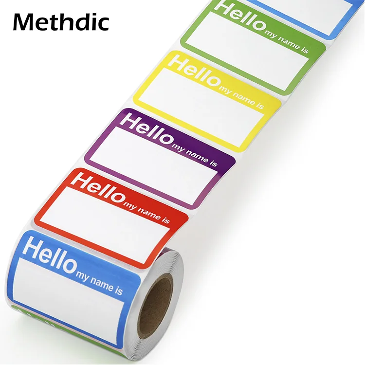 Strong Adhesive 5 Colors (hello My Name Is) Name Sticker Label Roll For