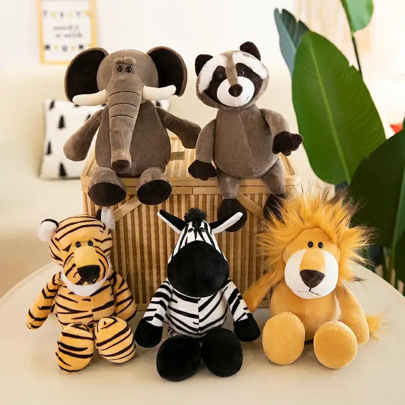 

25cm 35cm Cheap Custom Lion Plush Jungle Animals Plush Toy Wild Forest Stuffed Animal Soft Doll For kids birthday gift