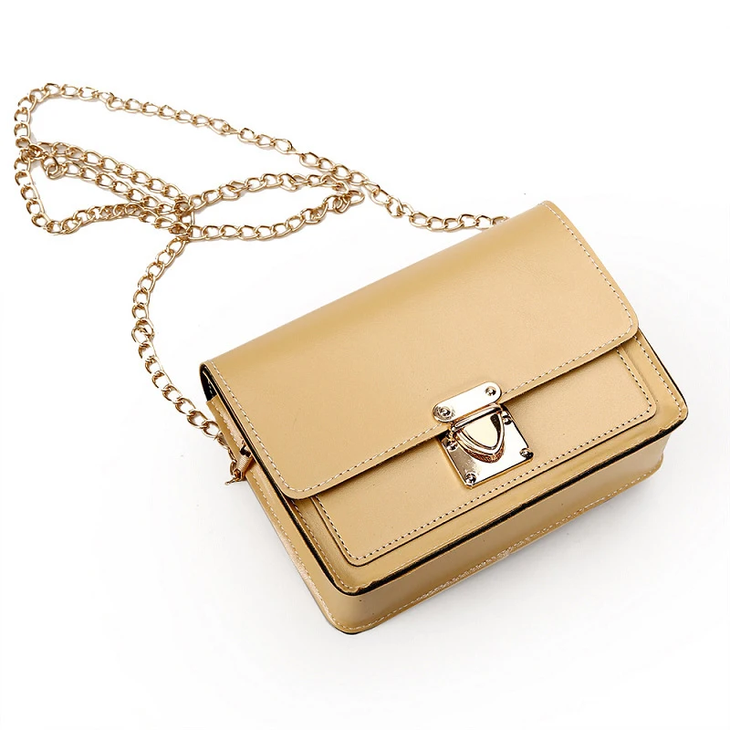 

2019 Vintage PU leather shoulder metal chain handbag cross body bag for women ladies