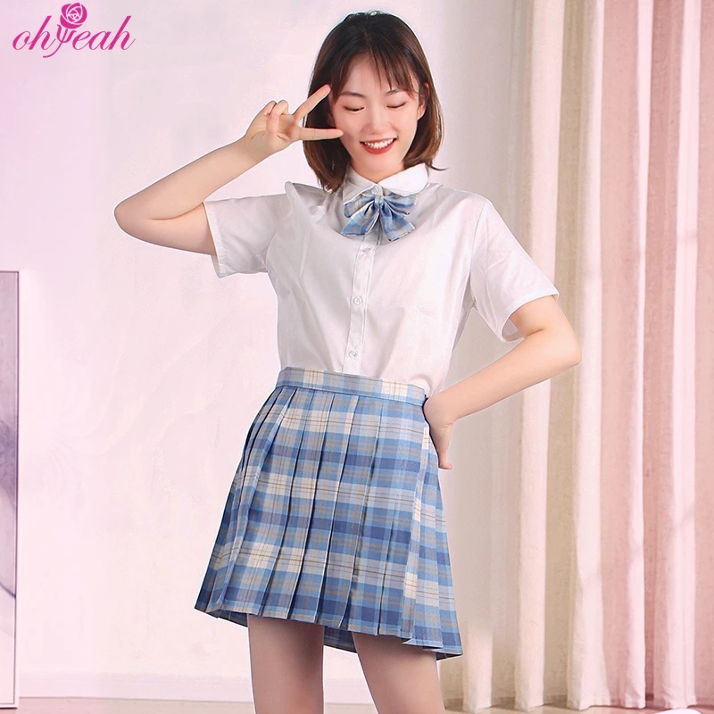 

Japanese Style Dress Ladies 2 piece Skirts Set Suits Blue Primary Custom Womens Cute School Jk Uniforms Uniform Designs Full Set