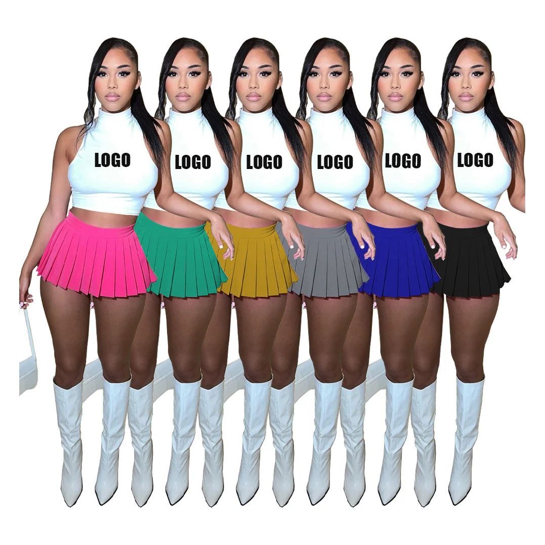 

Summer Women Two Piece Skirt Set Cute Outfits Sleeveless Crop Tops Tennis Stylish Skirt 2 Piece Skirt Set Women Clothing, Picture