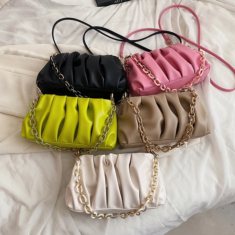 

2022 new pleated ladies shoulder bag underarm bag leather cloud handbags bag, 3 colors