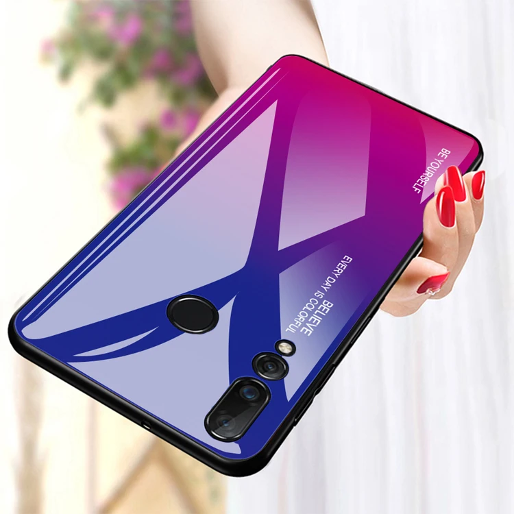

Free sample beauty aurora color design tempered glass smartphone cover for huawei mate 10 pro lite / mate10 soft tpu phone case