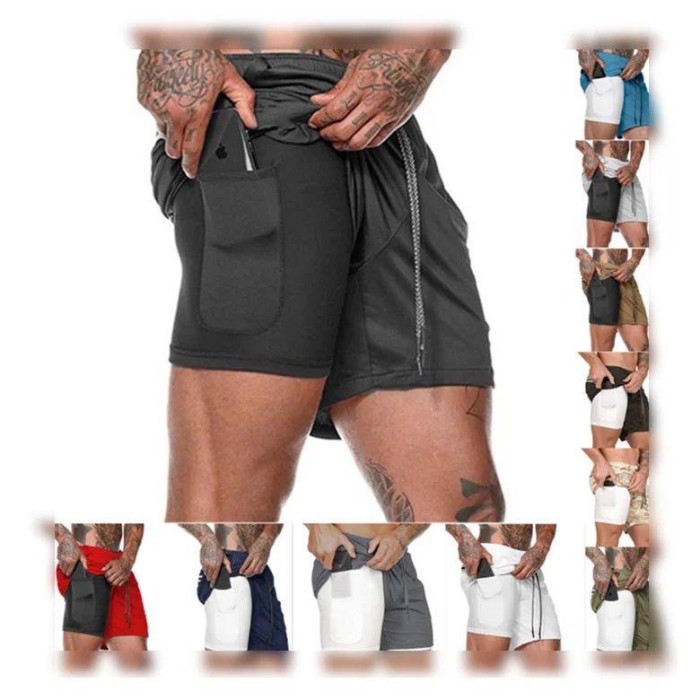 

Custom Logo Men Double Layer Beach Breathable Training Mesh Gym Running Shorts